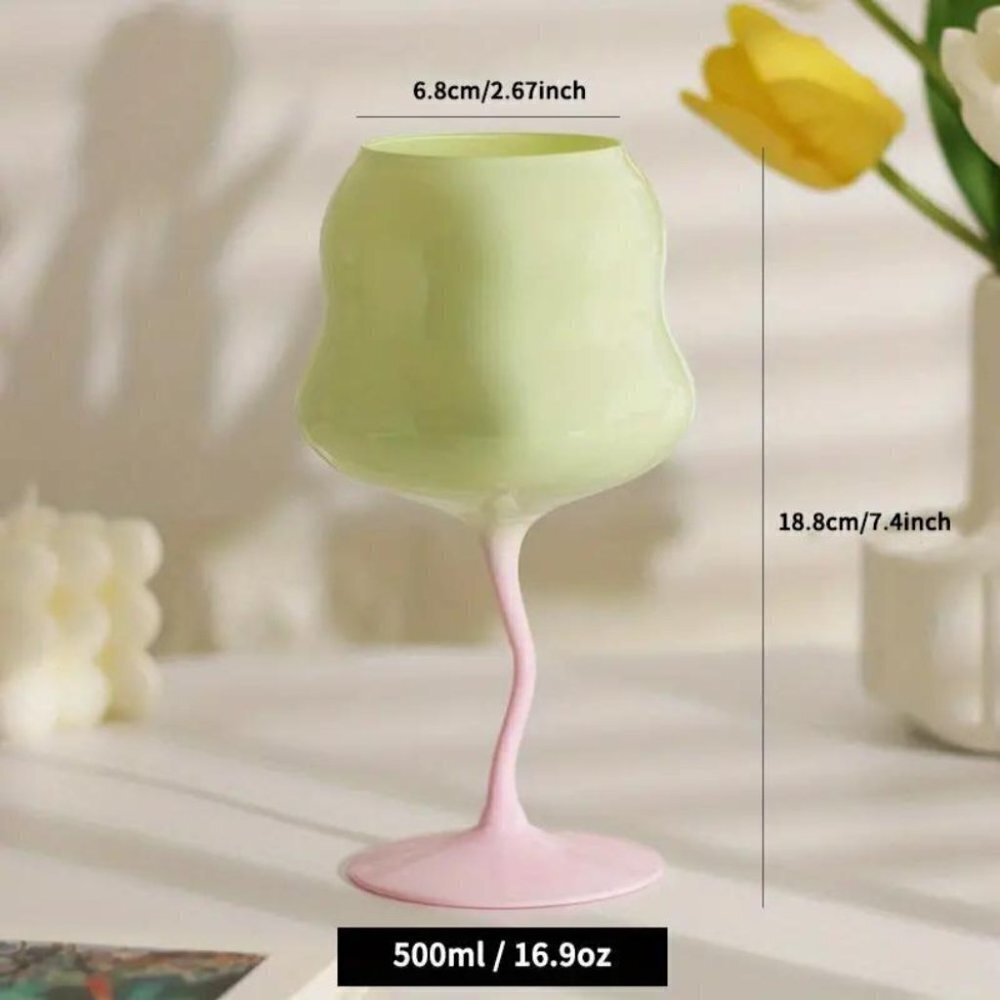 500ml/17oz Lot Of 2 Large Whiskey Macaroon Twist Red Wine Glass - Hami Green